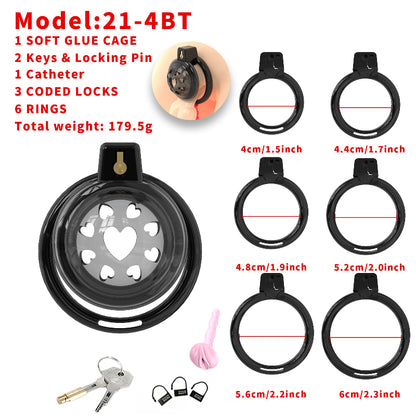 Short Soft Chastity Cage – Heart Vent Design, TPE/Silicone, Multi-Shaped