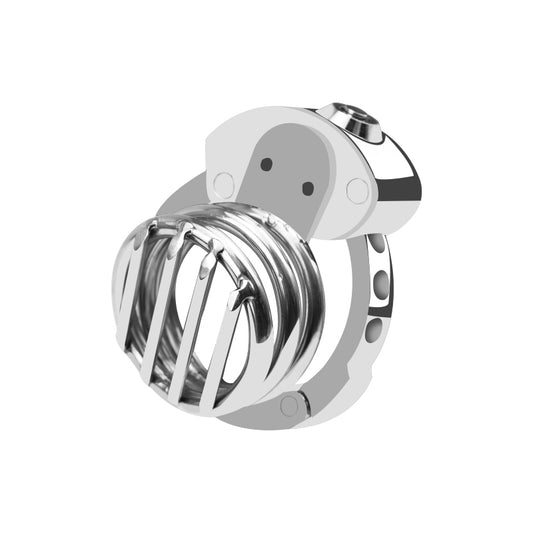 Short Adjustable Male Chastity Cage with Flat Lock and Grid Design – Secure & Breathable