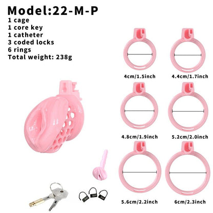 Jaula de castidad de silicona suave – Diseño inspirado en el clítoris | Anillos semitransparentes y flexibles 