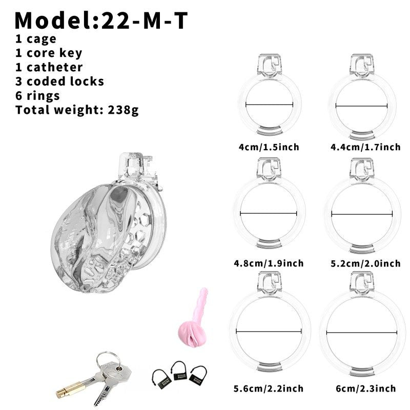 Jaula de castidad de silicona suave – Diseño inspirado en el clítoris | Anillos semitransparentes y flexibles 