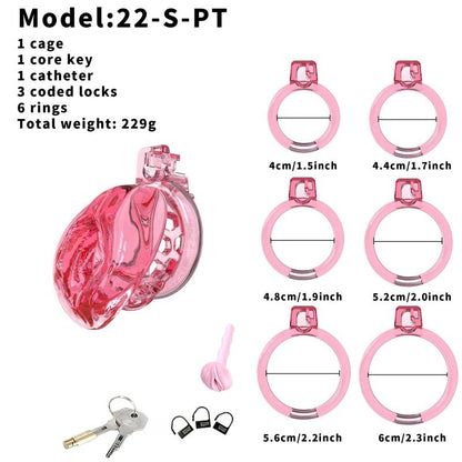 Jaula de castidad de silicona suave – Diseño inspirado en el clítoris | Anillos semitransparentes y flexibles 