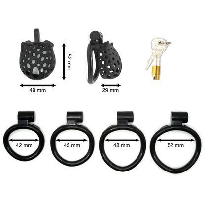 Cat-Shaped Resin Chastity Cage – Lightweight (75g), Breathable, 4 Ring Sizes, Pink or Black
