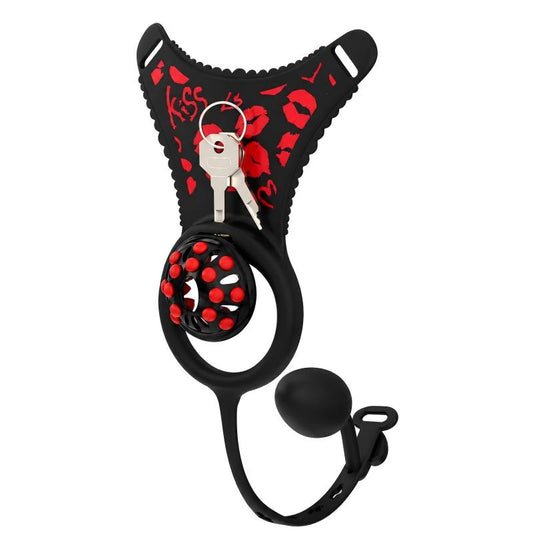 Silicone Chastity Thong Set with Vibrating Plug & Soft Spike Cage