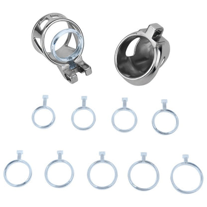 No Ball Ring Chastity Cage – Stainless Steel Lock, 9 Size Glans Fit, Discreet Wear