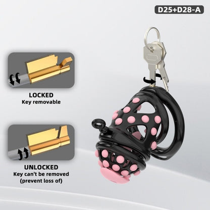 Silicone Soft Nail Chastity Cage | Male Chastity Device with Airport-Security Plastic Lock – 3 Wearing Methods, Pink/Black/Purple, S/M Sizes