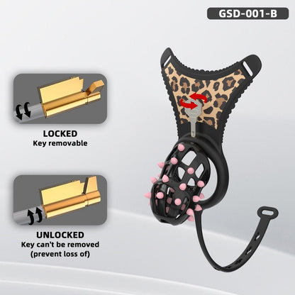 Spiked Chastity Cage Harness Set with Remote Vibrating Anal Plug