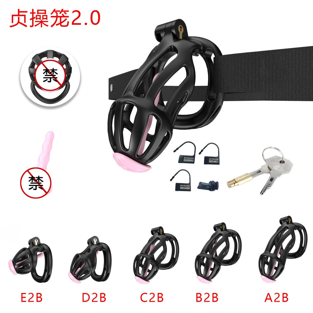 3D Printed Male Chastity Cage – Resin Lock with Strap & Perforated Ring Design for Men