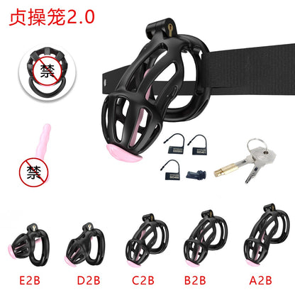 3D Printed Male Chastity Cage – Resin Lock with Strap & Perforated Ring Design for Men