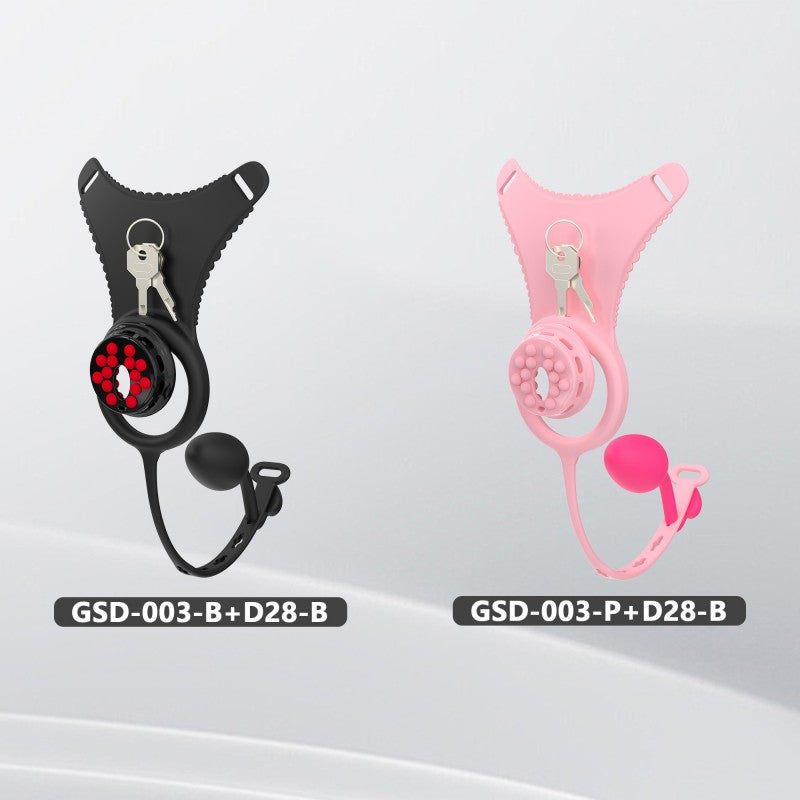 Flat Head Silicone Chastity Harness with Vibrating Plug & Remote Control