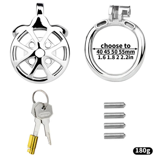 Stainless Steel Cock Torture Device with Removable Spikes | Adjustable Spiked Chastity Cage