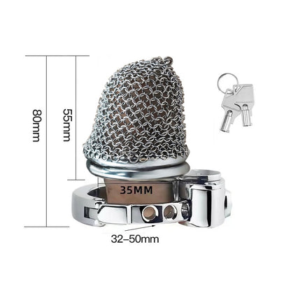 Leichter, atmungsaktiver Keuschheitskäfig aus Netzgewebe für Männer mit One-Touch-Verschluss und verstellbarem Karabinerverschluss