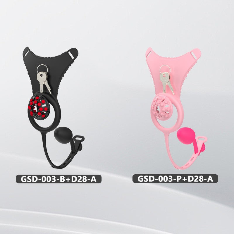 Silicone Chastity Thong Set with Vibrating Plug & Soft Spike Cage
