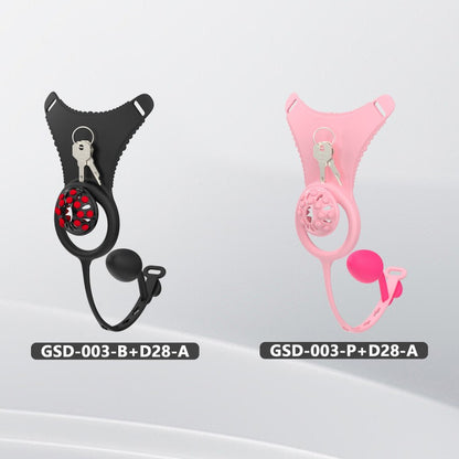 Silicone Chastity Thong Set with Vibrating Plug & Soft Spike Cage