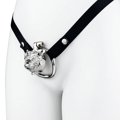 Metal Beast Tiger & Bull Chastity Cage with Bell