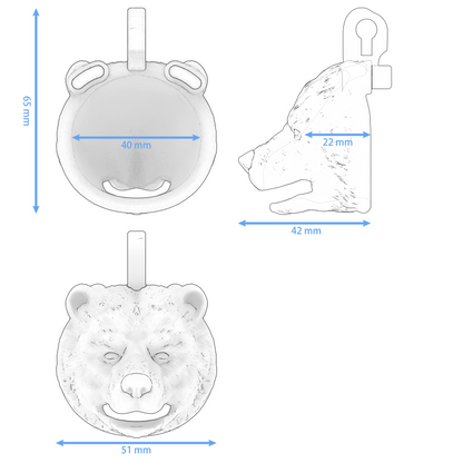 Bear Head Male Chastity Cage – Realistic Bear Head Design with Key Lock