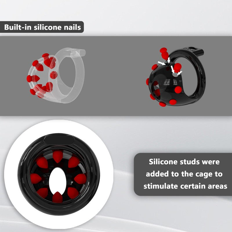Adjustable Chastity Cage with Removable Silicone Studs | Remote Plug Compatible Locking Device
