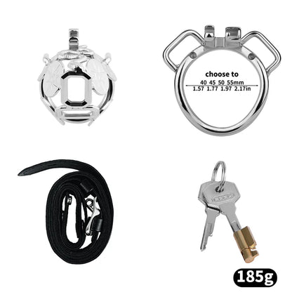 Solar Serpent Stainless Steel Chastity Cage – Coiled Snake Design