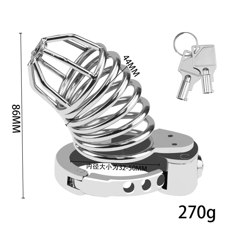 Skeleton-Style Adjustable Metal Chastity Cage with Internal Lock – Ventilated & Secure Design
