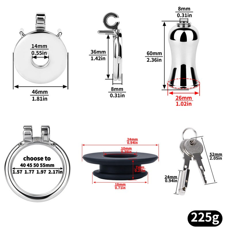 Stainless Steel Inverted Chastity Cage with Removable Insert