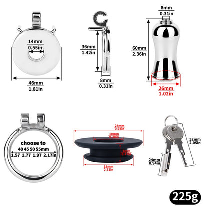 Stainless Steel Inverted Chastity Cage with Removable Insert