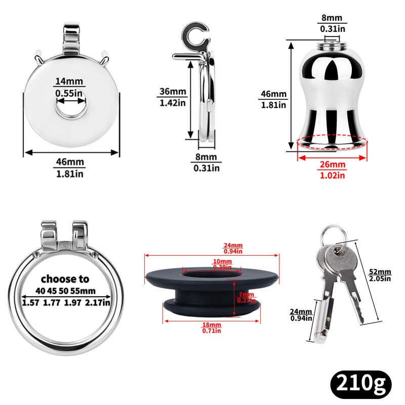 Stainless Steel Inverted Chastity Cage with Removable Insert