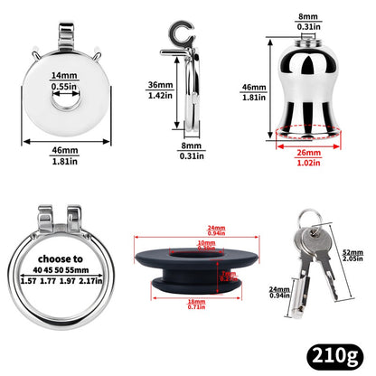 Stainless Steel Inverted Chastity Cage with Removable Insert