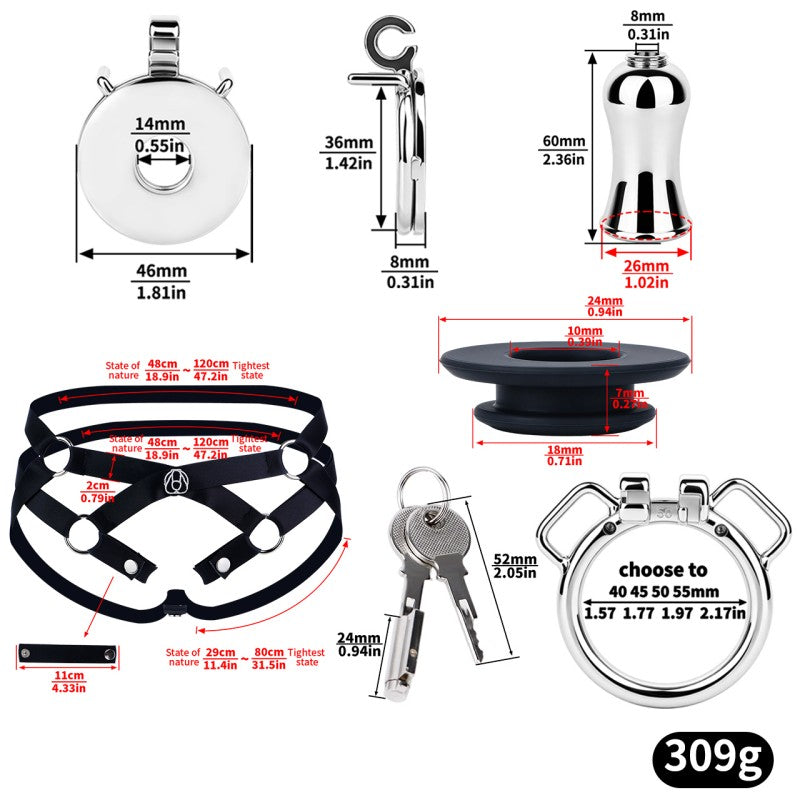 Stainless Steel Inverted Chastity Cage with Removable Insert