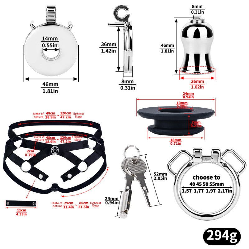 Stainless Steel Inverted Chastity Cage with Removable Insert