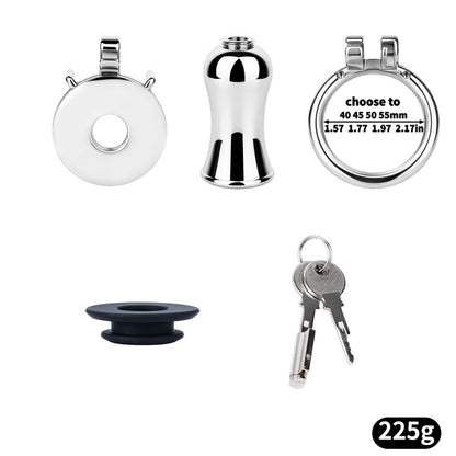 Stainless Steel Inverted Chastity Cage with Removable Insert