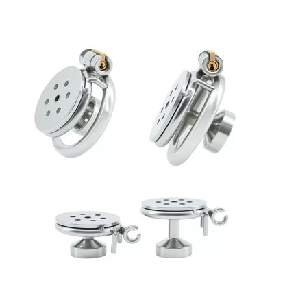 Stainless Steel Flat Plate Chastity Lock – Secure, Breathable & Polished Metal Cage for Men