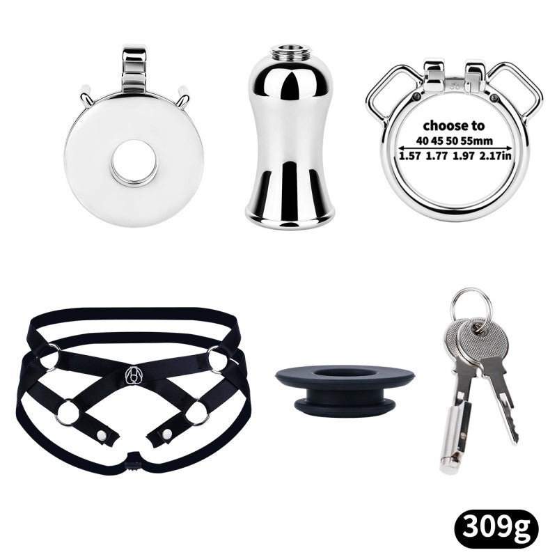 Stainless Steel Inverted Chastity Cage with Removable Insert