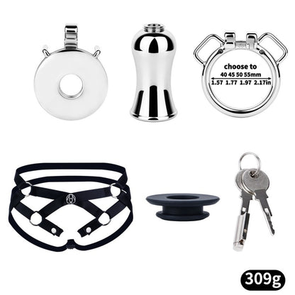 Stainless Steel Inverted Chastity Cage with Removable Insert
