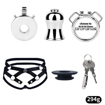 Stainless Steel Inverted Chastity Cage with Removable Insert