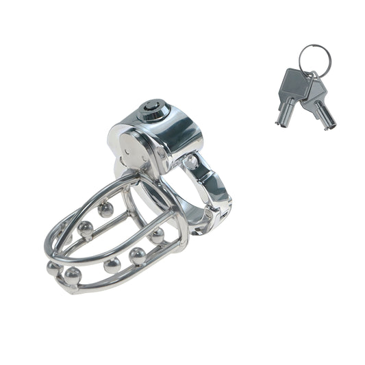 Adjustable Metal Male Chastity Cage with Built-In Steel Ball Lock – Breathable, Durable, Secure