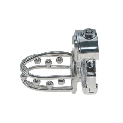 Adjustable Metal Male Chastity Cage with Built-In Steel Ball Lock – Breathable, Durable, Secure