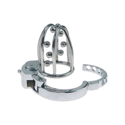 Adjustable Metal Male Chastity Cage with Built-In Steel Ball Lock – Breathable, Durable, Secure