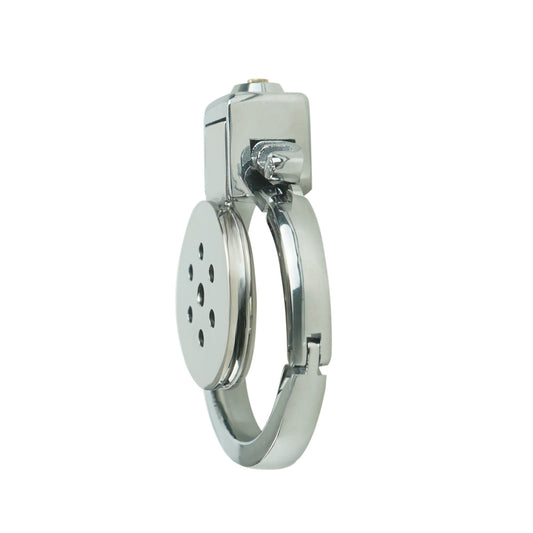 Adjustable Metal Chastity Cage – 40–63mm Base Ring, Flat Lock, Built-in Design