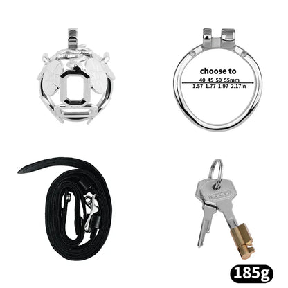 Solar Serpent Stainless Steel Chastity Cage – Coiled Snake Design