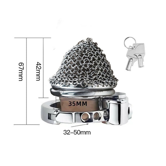 Lightweight Breathable Mesh Male Chastity Cage with One-Touch Closure and Adjustable Carabiner Lock