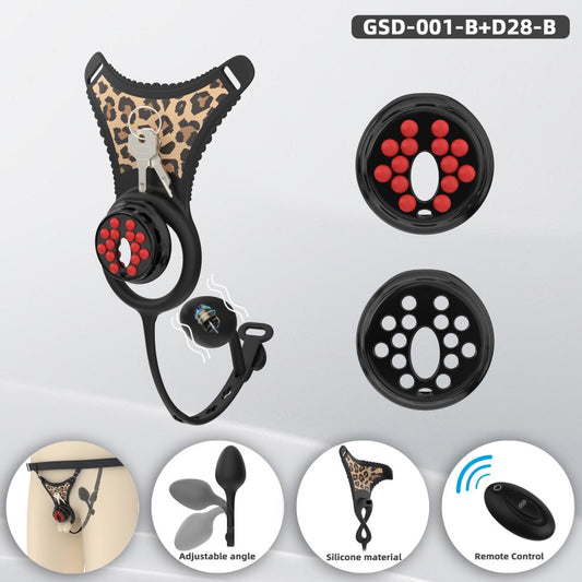 Flat Head Silicone Chastity Harness with Vibrating Plug & Remote Control