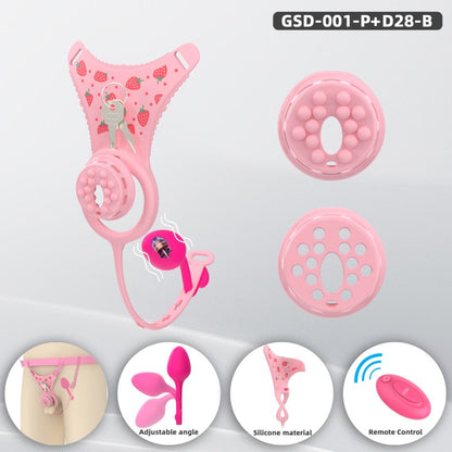 Flat Head Silicone Chastity Harness with Vibrating Plug & Remote Control