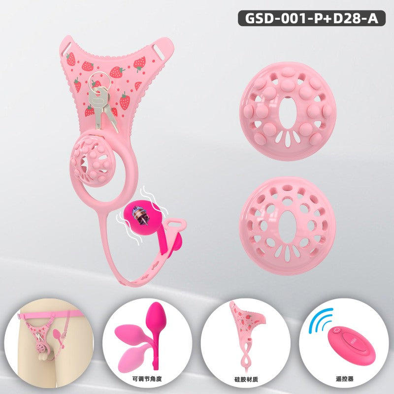 Silicone Chastity Thong Set with Vibrating Plug & Soft Spike Cage