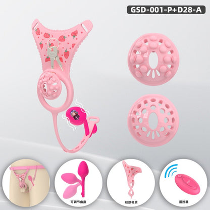 Silicone Chastity Thong Set with Vibrating Plug & Soft Spike Cage
