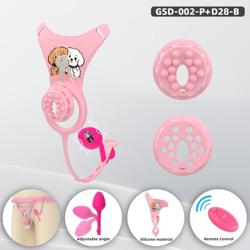 Flat Head Silicone Chastity Harness with Vibrating Plug & Remote Control