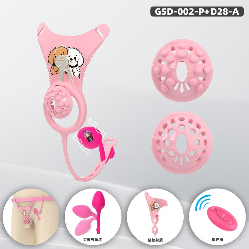 Silicone Chastity Thong Set with Vibrating Plug & Soft Spike Cage