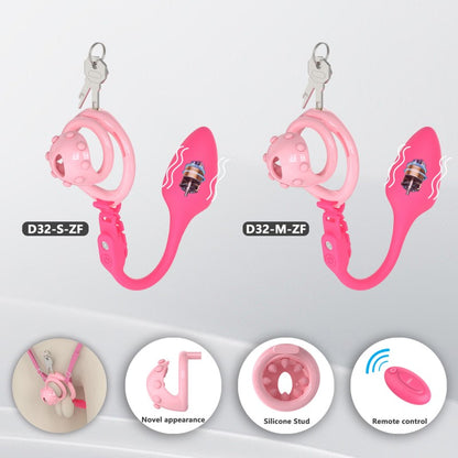 Adjustable Chastity Cage with Removable Silicone Studs | Remote Plug Compatible Locking Device