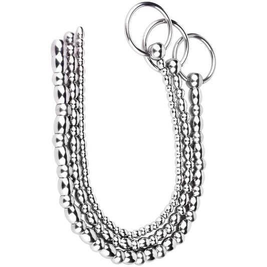Metal Soft Urethral Sounds Penis Plug with Pull Ring