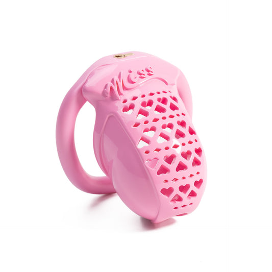 MISS Series Heart-Shaped Resin Chastity Cage – Lightweight, Breathable & Secure (Includes 4 Ring Sizes)