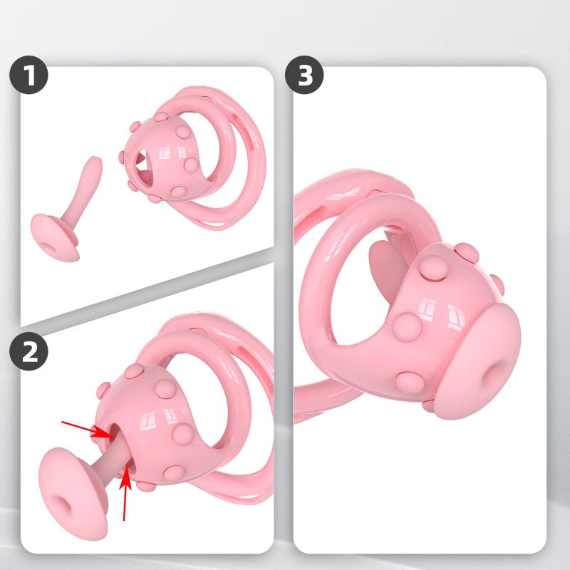 Adjustable Chastity Cage with Removable Silicone Studs | Remote Plug Compatible Locking Device