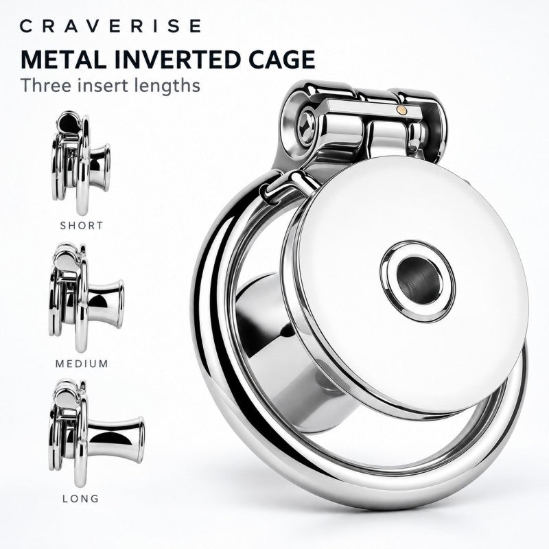 Stainless Steel Inverted Chastity Cage with Removable Insert